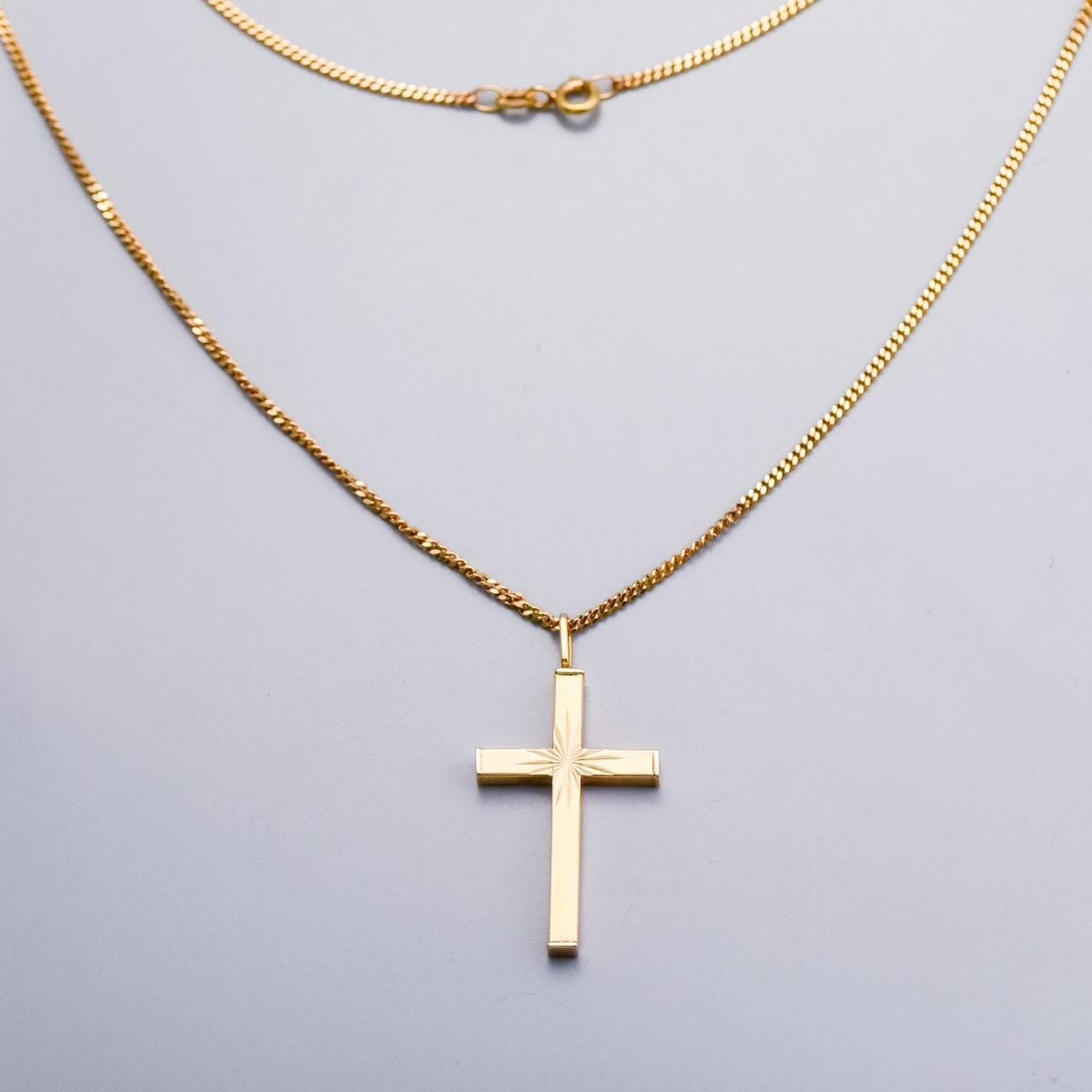 9K Gold Cross Pendant Necklace