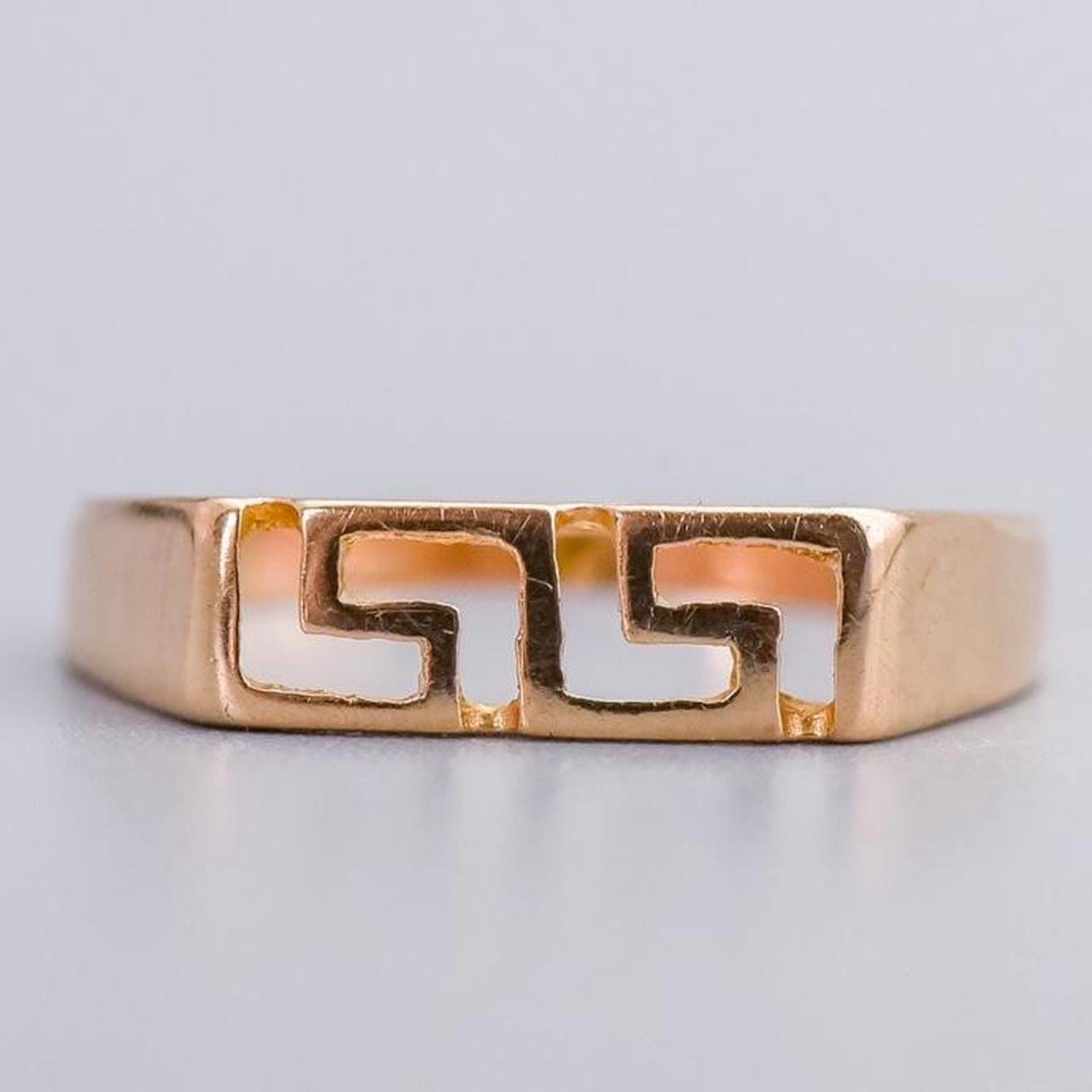 14K Gold Greek Key Ring