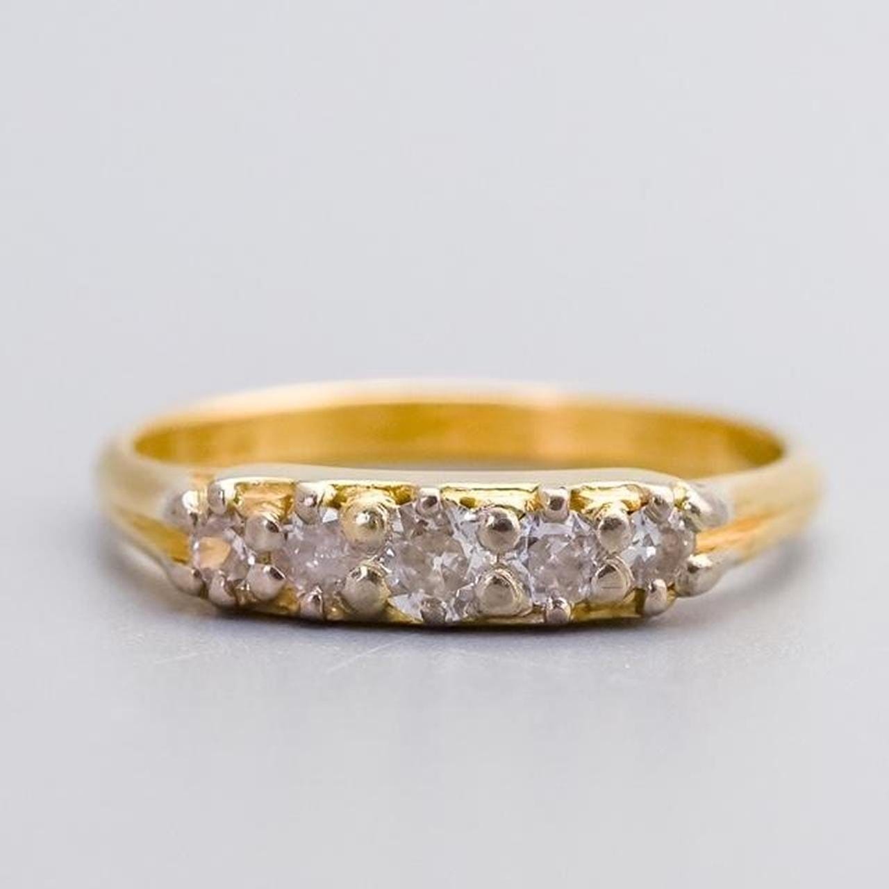 18K Gold Five Stone Diamond Ring