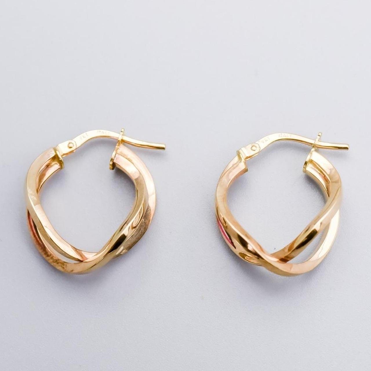 9K Gold Crossover Hoop Earrings