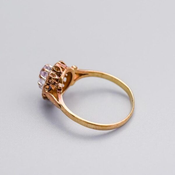 9K Gold Amethyst and Diamond Ring