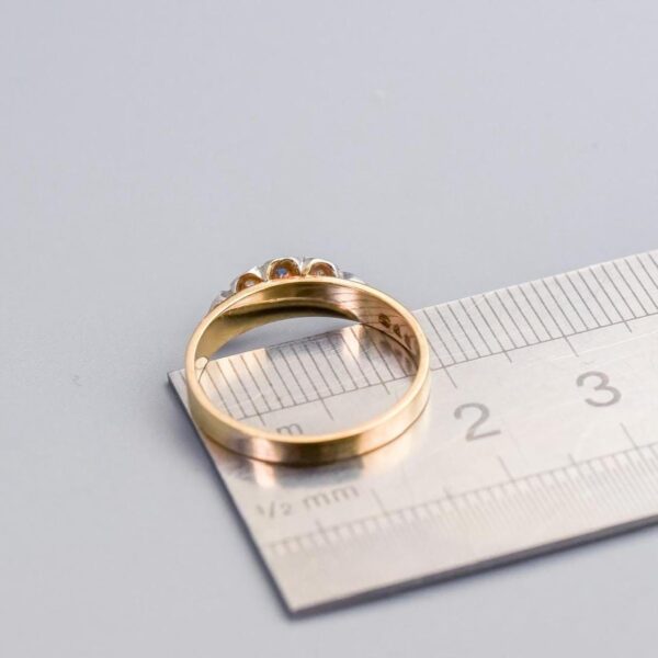 9K Gold Sapphire & Diamond Crescent Ring
