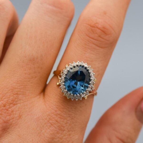 9K Gold Blue Topaz Ring