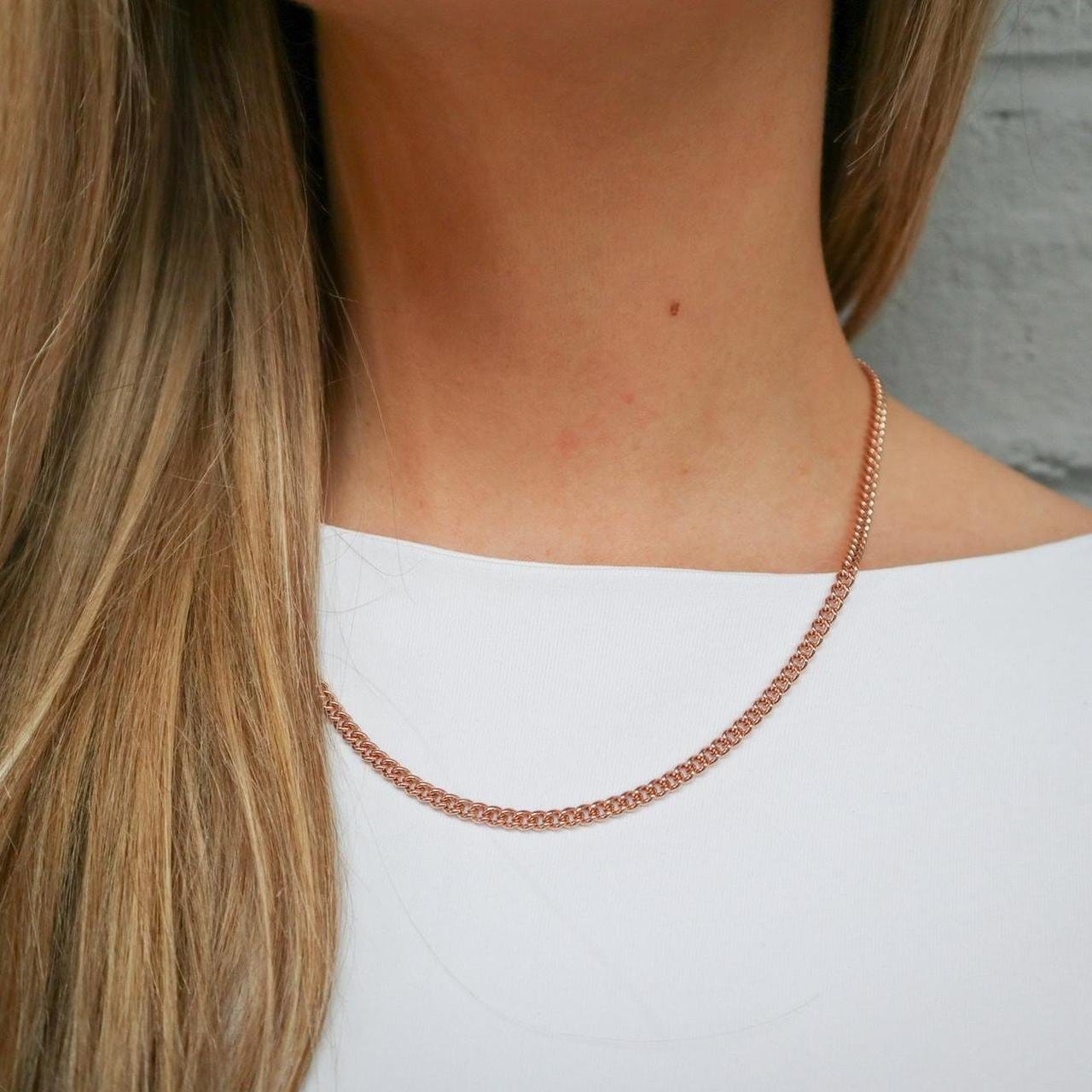 9K Rose Gold Curb Chain Necklace