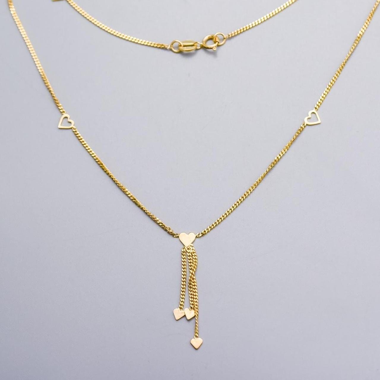 9K Gold Dangly Heart Necklace