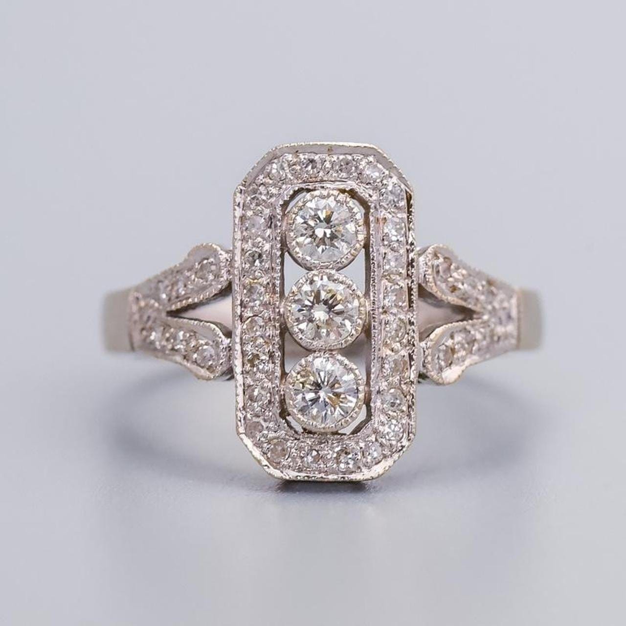 18K Art Deco Style Diamond Ring