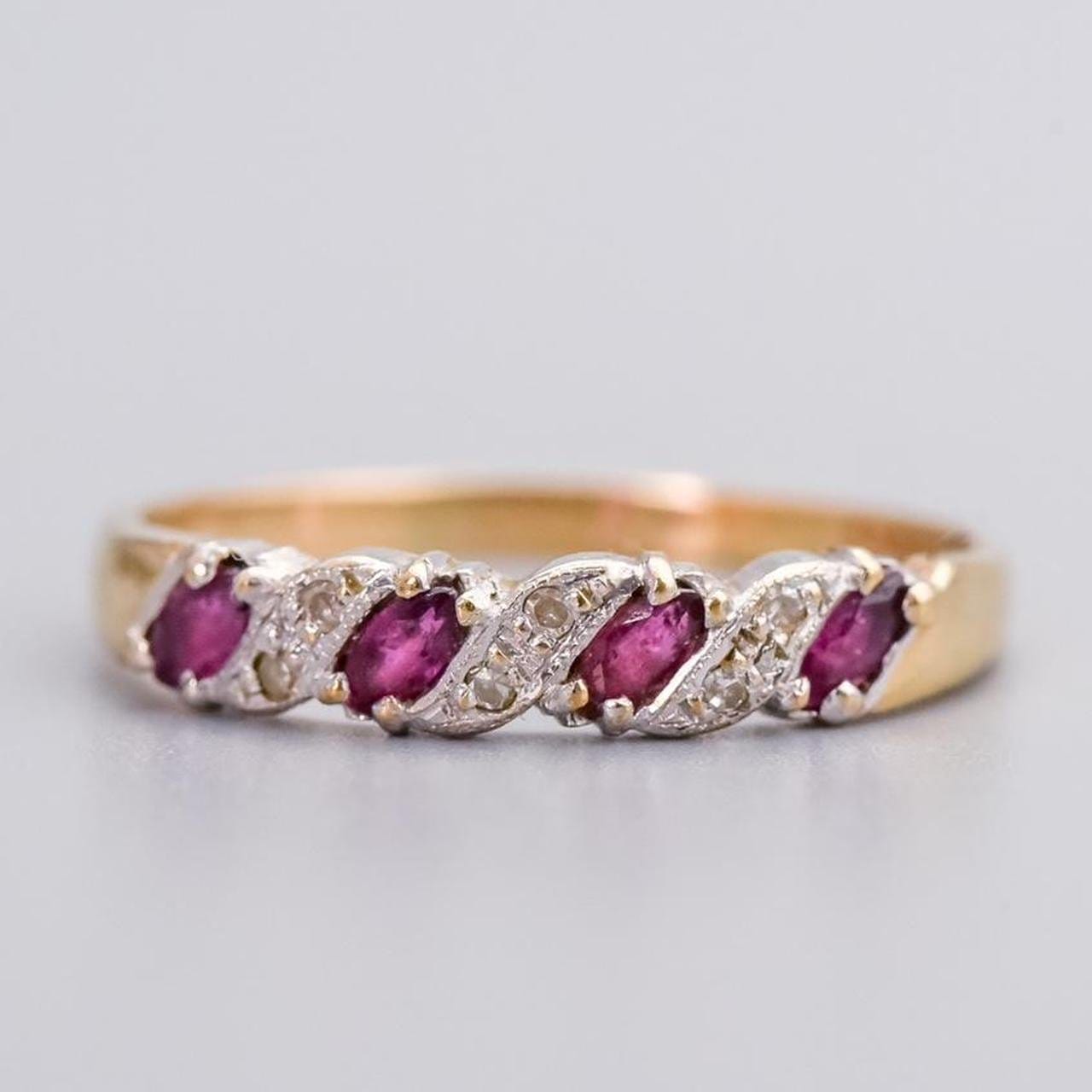 9K Gold Ruby & Diamond Ring