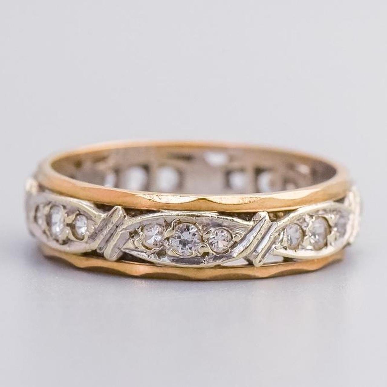 9K Gold Two-Tone CZ Band