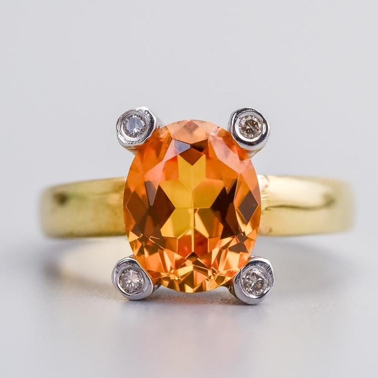 14K Gold Orange Sapphire Ring