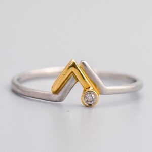Platinum & Gold Zig Zag Ring