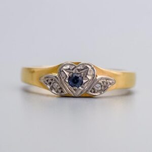 18K Gold Art Deco Diamond Trilogy Ring