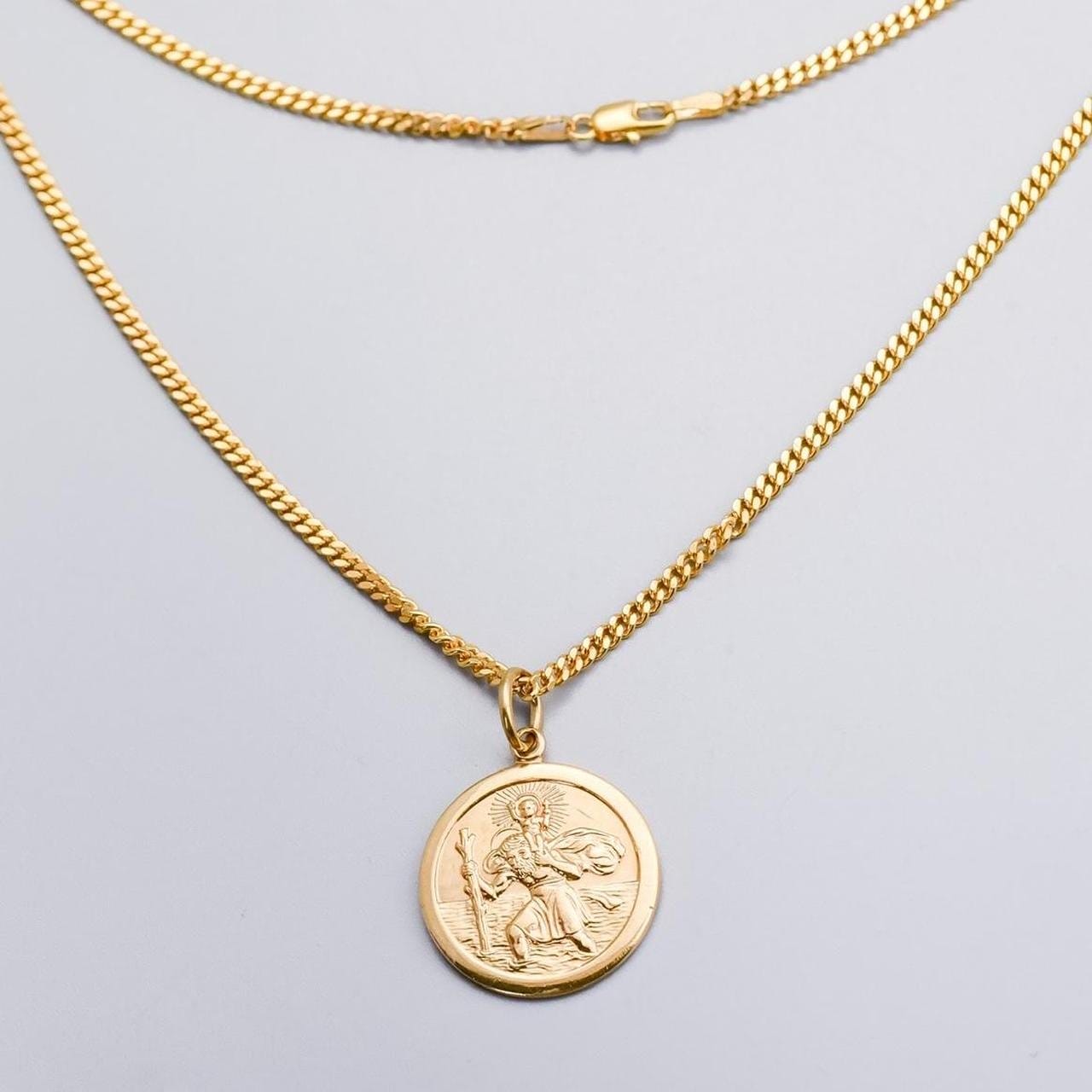 9K Gold St. Christopher Pendant Necklace