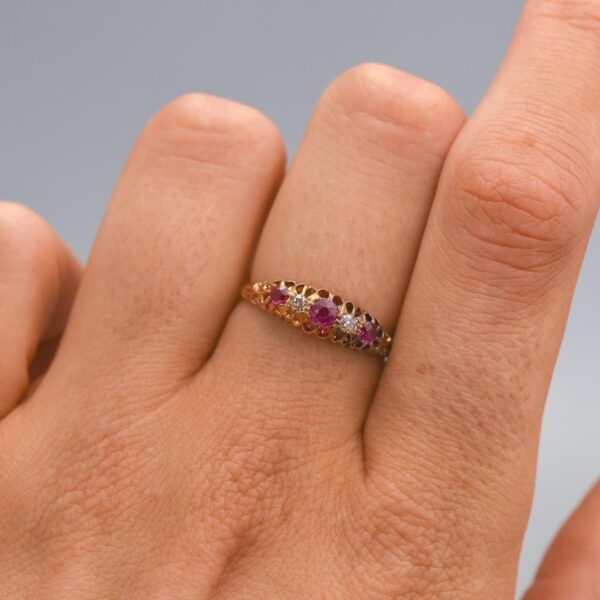 18K Gold Edwardian Ruby and Diamond Ring