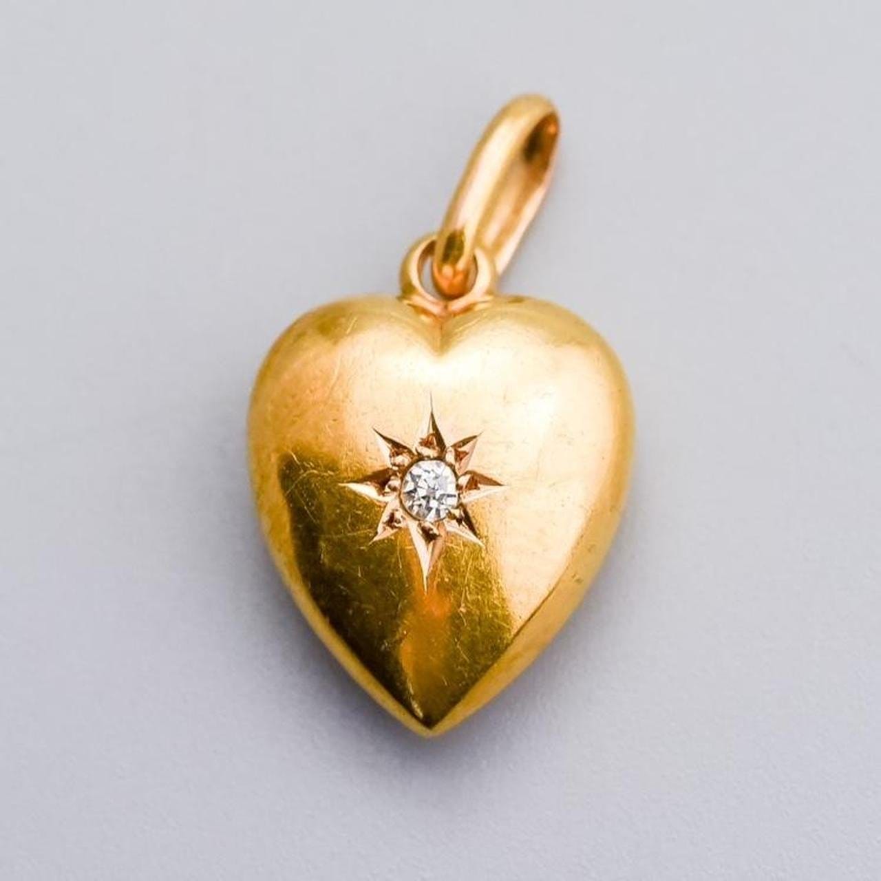15K Gold Victorian Diamond Heart Pendant