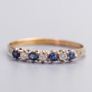 9K Gold Sapphire & Diamond Ring