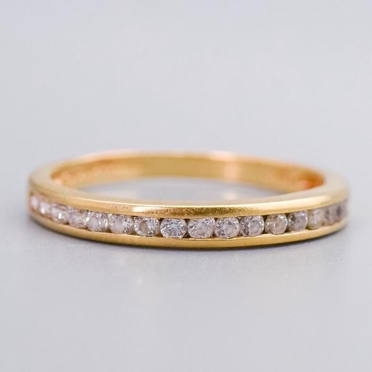14K Gold CZ Half Eternity Ring