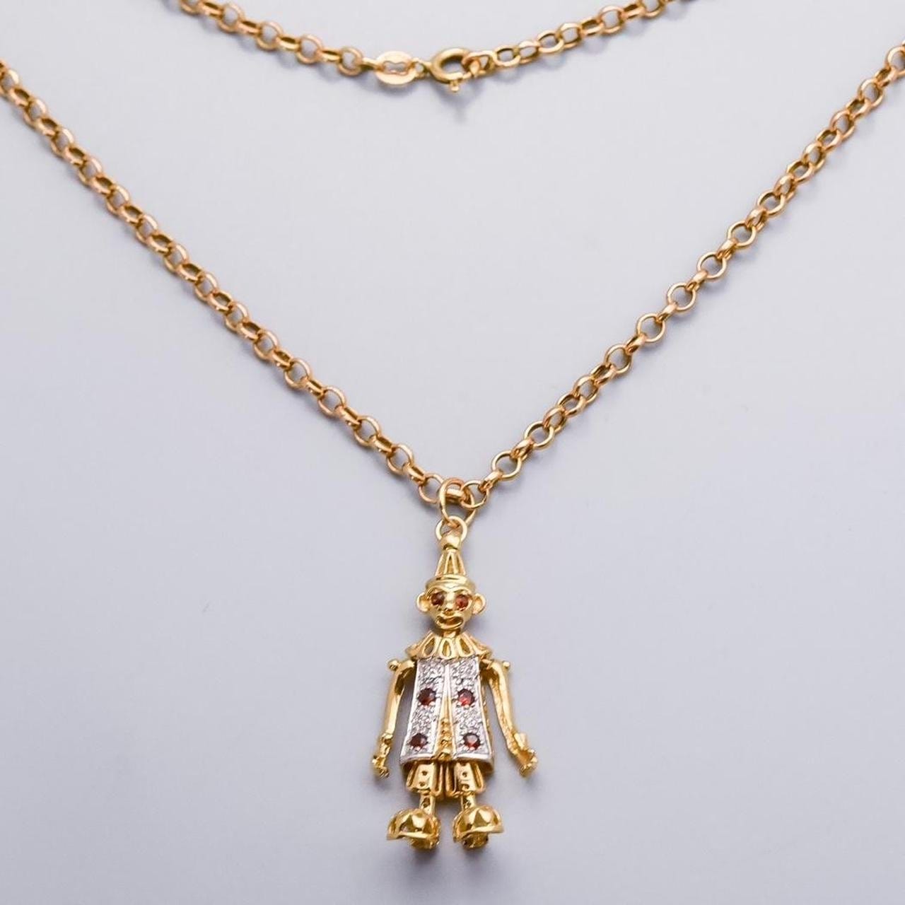 9K Gold Clown Pendant Necklace