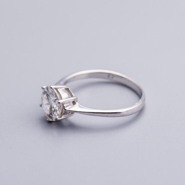 9K White Gold CZ Solitaire Ring