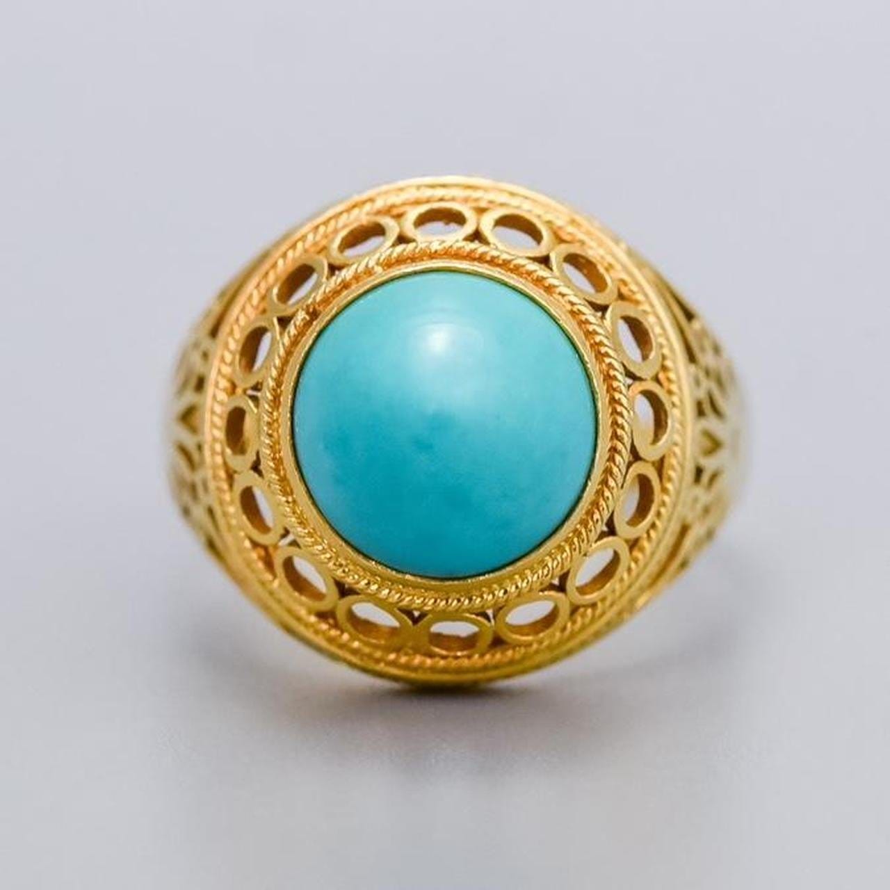 14K Gold Domed Turquoise Ring