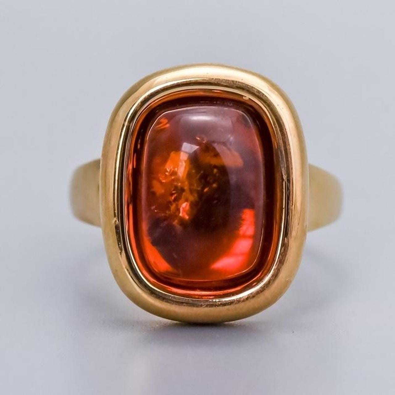 14K Gold Amber Ring