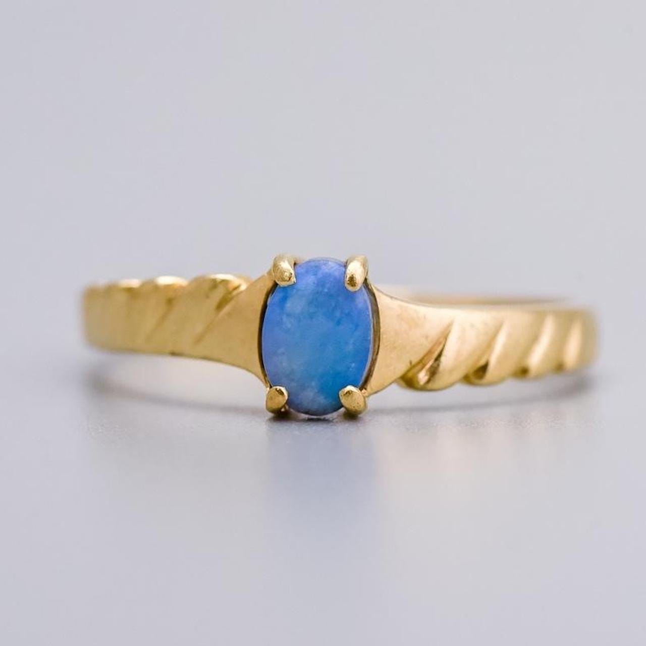 14K Gold Blue Opal Ring
