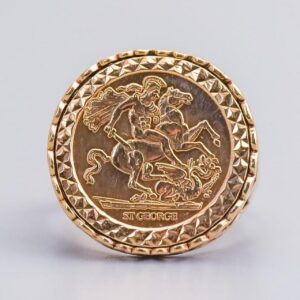 Solid 9K Gold St. George Coin Ring