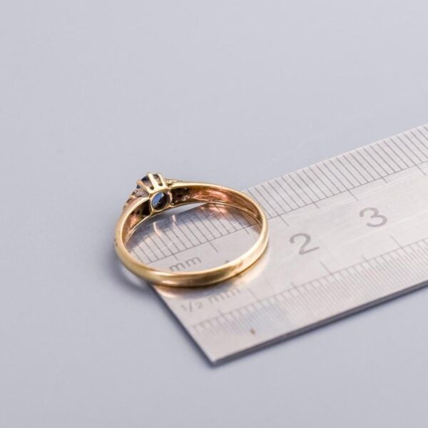 9K Gold Sapphire & Diamond Ring