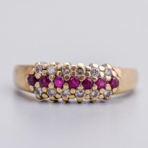 9K Gold Ruby and Diamond Ring