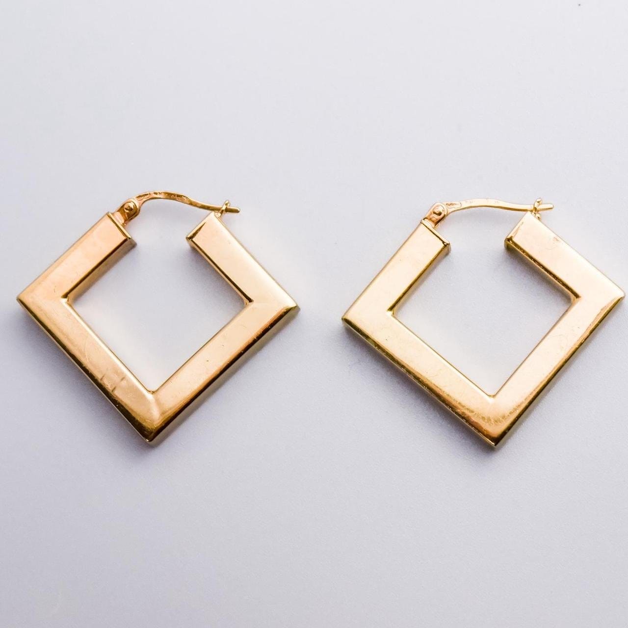 9K Gold Square Hoop Earrings