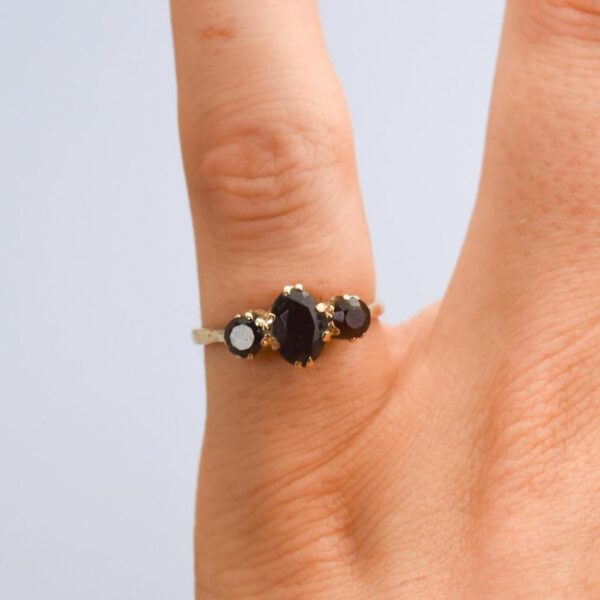 9K Gold Garnet Trilogy Ring