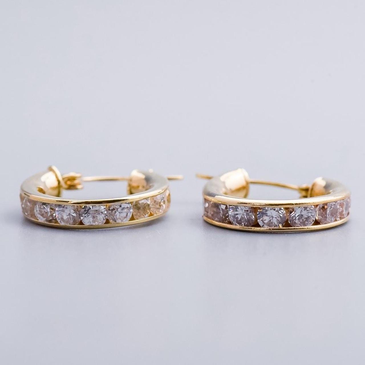 9K Gold CZ Hoop Earrings