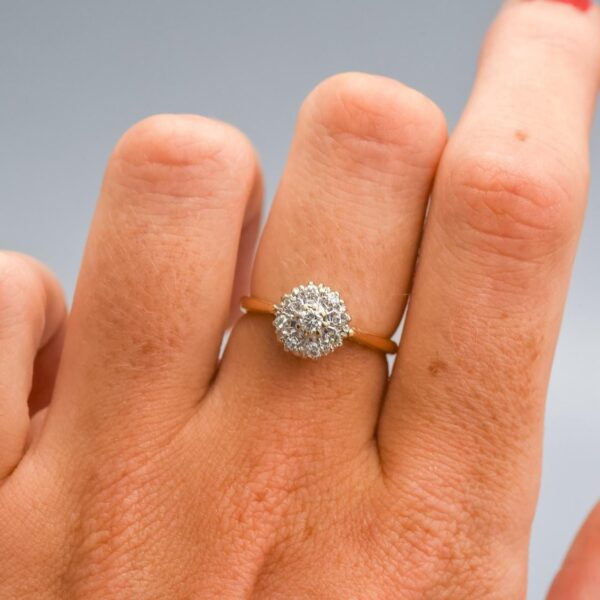 18K Gold Diamond Cluster Ring
