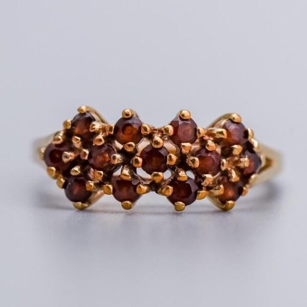 9K Gold Garnet Cluster Ring