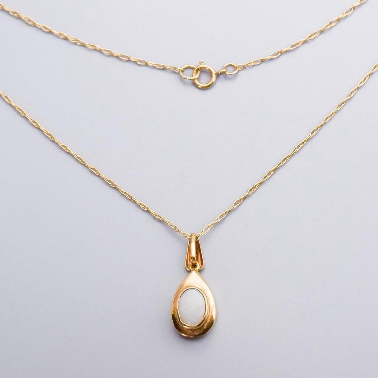 9K Gold Opal Teardrop Necklace