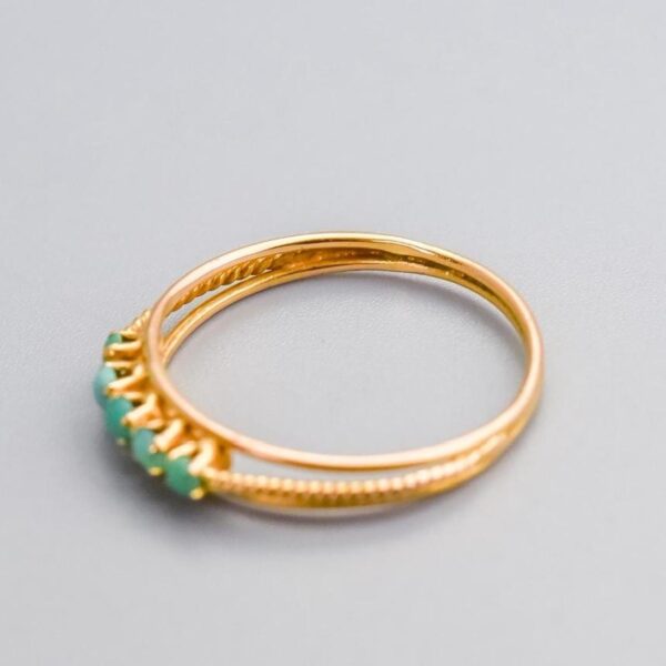 18K Gold Antique Five Stone Turquoise Ring