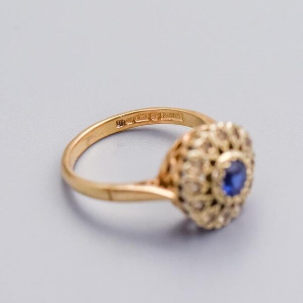 9K Gold Sapphire and CZ Ring