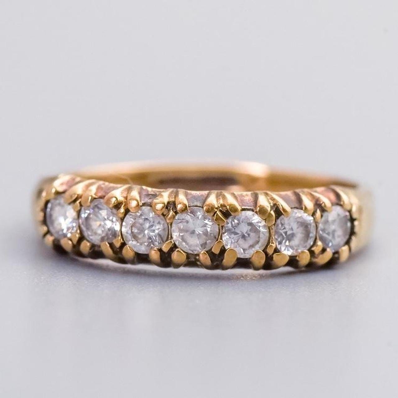 9K Gold Seven Stone CZ Ring