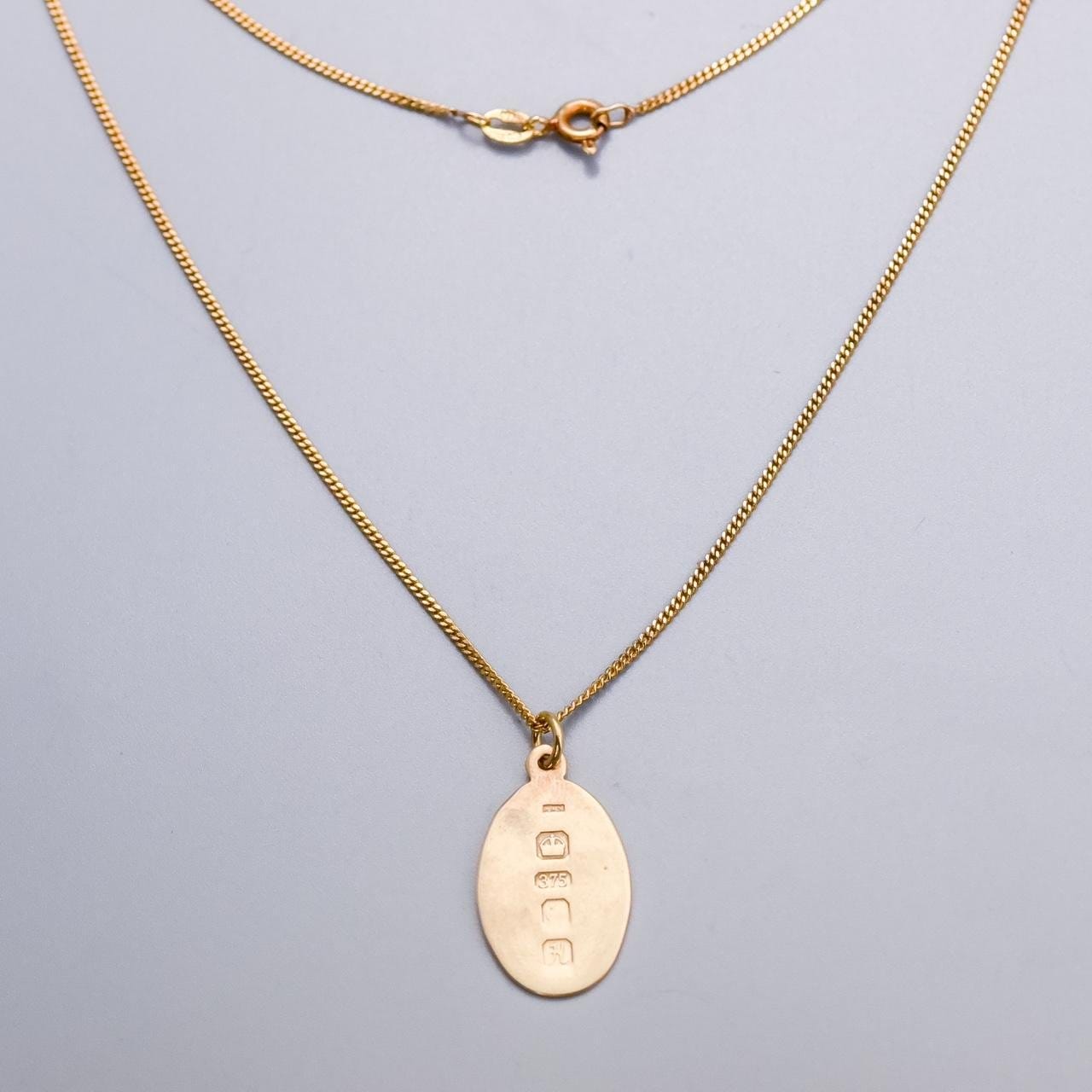 9K Gold Oval Ingot Pendant Necklace