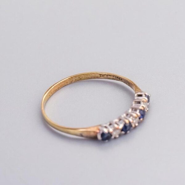 9K Gold Sapphire & Diamond Ring