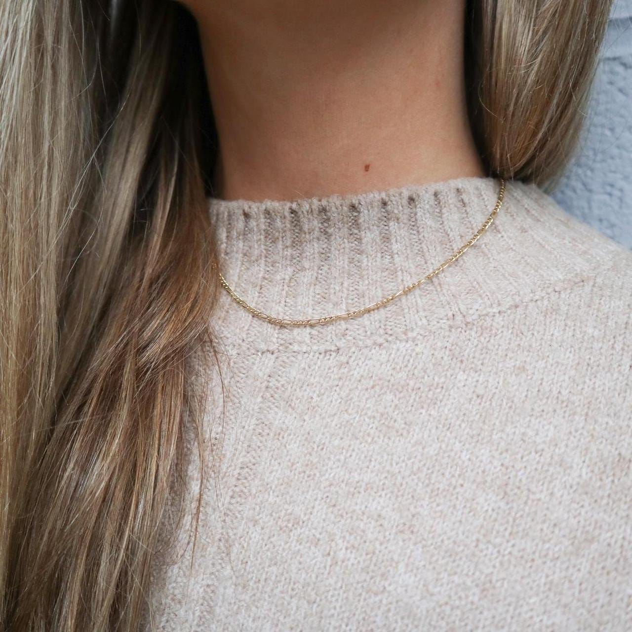 9K Gold Figaro Chain Necklace