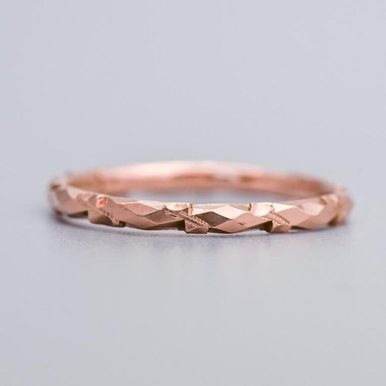 14K Rose Gold Faceted Band