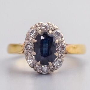 18K Gold Sapphire & Diamond Ring