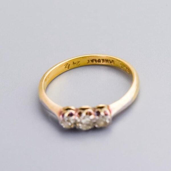 18K Gold Antique Diamond Trilogy Ring