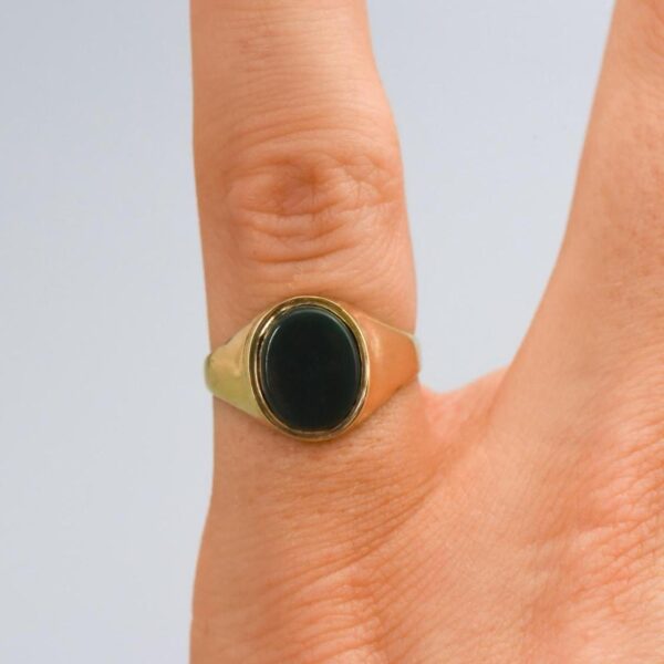 9K Gold Bloodstone Signet Ring