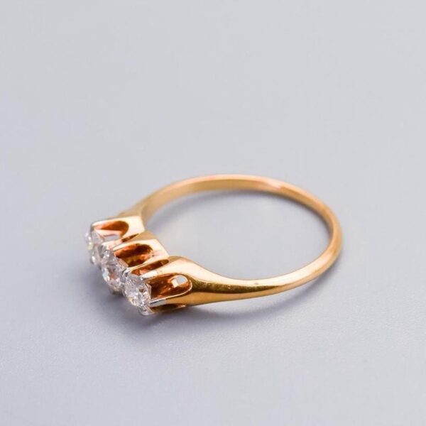 18K Gold Antique Diamond Trilogy Ring