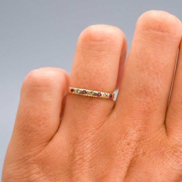 9K Gold Ruby and Diamond Ring