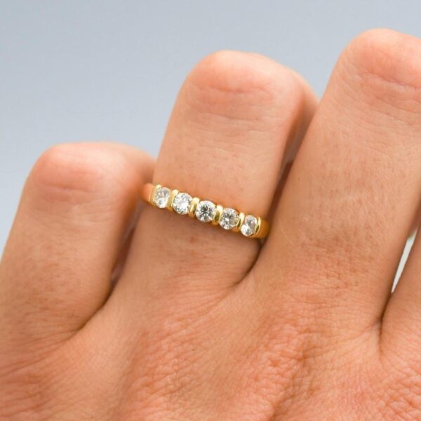 18K Gold Five Stone Diamond Ring