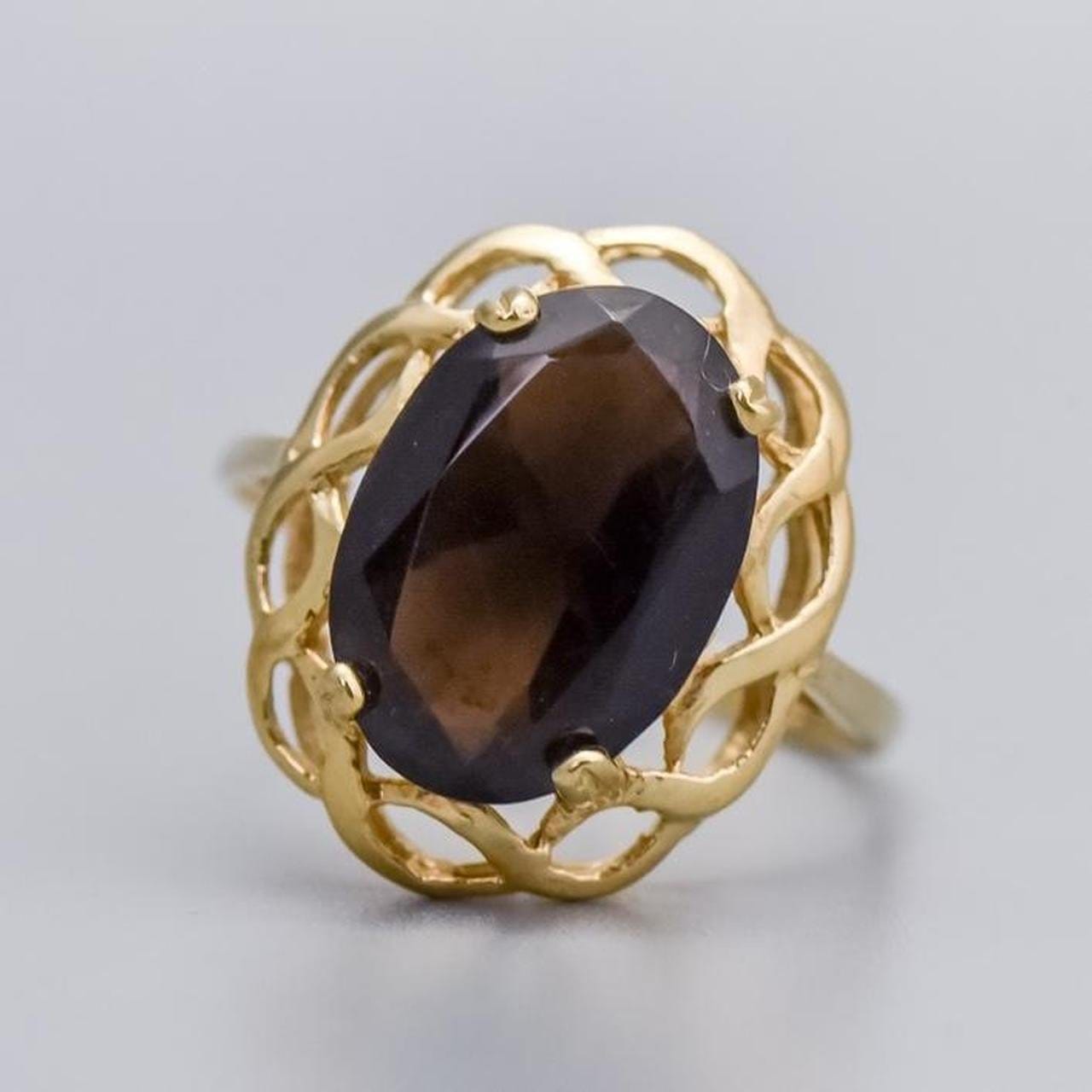 9K Gold Smoky Quartz Ring