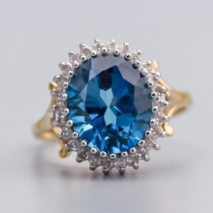 9K Gold Blue Topaz Ring