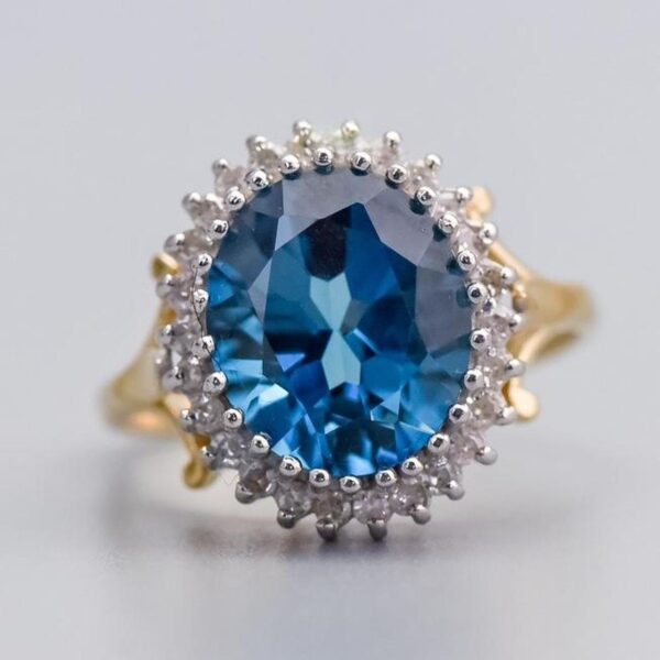 9K Gold Blue Topaz Ring